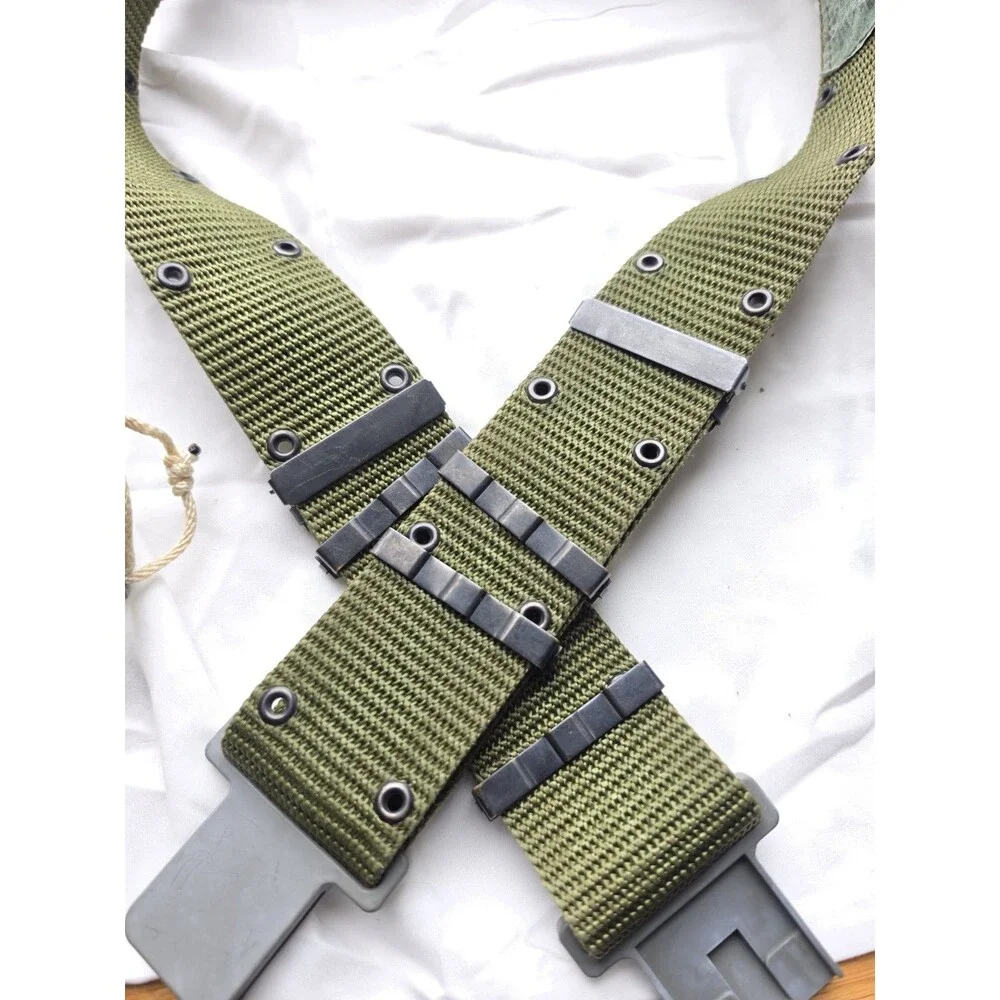 Lot of 2 U.S. Military Web Belts LC-2 ALICE & Vietnam Era Style OD Green Large